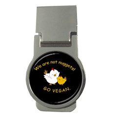 Go Vegan - Cute Chick  Money Clips (round)  by Valentinaart