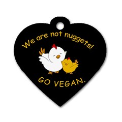 Go Vegan - Cute Chick  Dog Tag Heart (two Sides) by Valentinaart