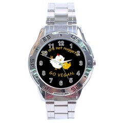 Go Vegan - Cute Chick  Stainless Steel Analogue Watch by Valentinaart