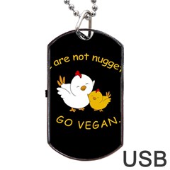 Go Vegan - Cute Chick  Dog Tag Usb Flash (two Sides) by Valentinaart