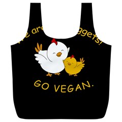 Go Vegan - Cute Chick  Full Print Recycle Bags (l)  by Valentinaart