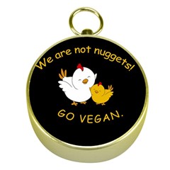 Go Vegan - Cute Chick  Gold Compasses by Valentinaart