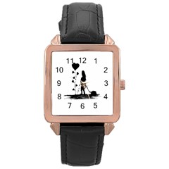 Sowing Love Concept Illustration Small Rose Gold Leather Watch  by dflcprints