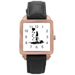 Sowing Love Concept Illustration Small Rose Gold Leather Watch  Front