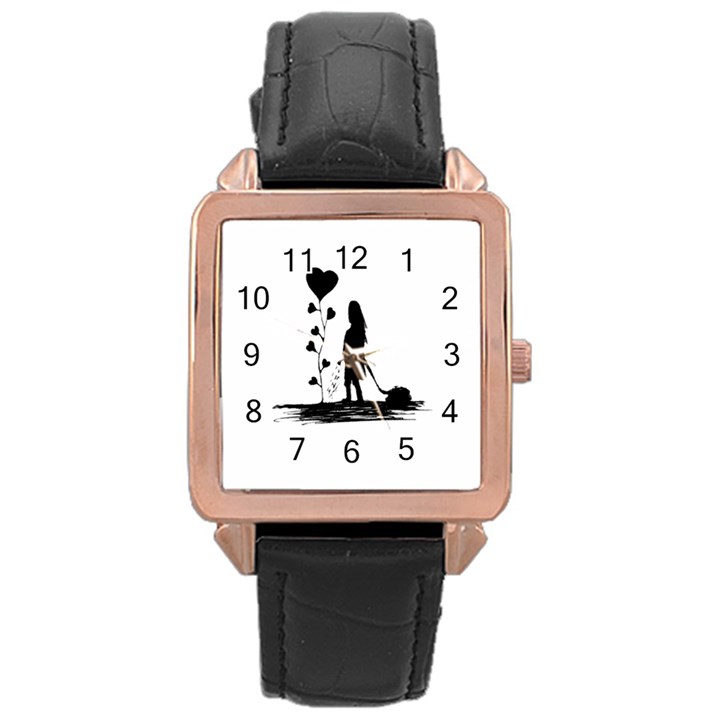 Sowing Love Concept Illustration Small Rose Gold Leather Watch 