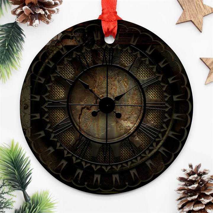 Steampunk, Wonderful Noble Steampunnk Design Round Ornament (Two Sides)