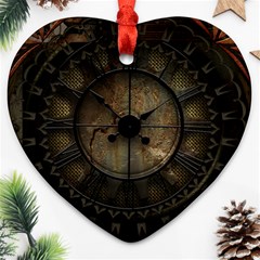 Steampunk, Wonderful Noble Steampunnk Design Heart Ornament (two Sides) by FantasyWorld7