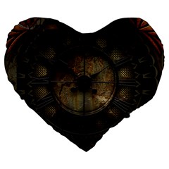 Steampunk, Wonderful Noble Steampunnk Design Large 19  Premium Heart Shape Cushions by FantasyWorld7