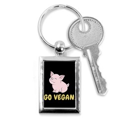 Go Vegan - Cute Pig Key Chains (rectangle)  by Valentinaart