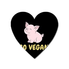 Go Vegan - Cute Pig Heart Magnet by Valentinaart