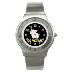 Go Vegan - Cute Pig Stainless Steel Watch