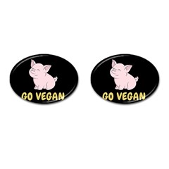 Go Vegan - Cute Pig Cufflinks (oval) by Valentinaart