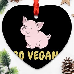 Go Vegan - Cute Pig Heart Ornament (two Sides) by Valentinaart