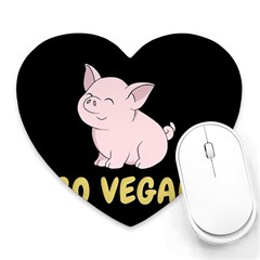 Go Vegan - Cute Pig Heart Mousepads by Valentinaart