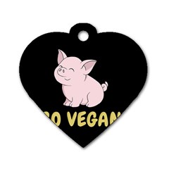 Go Vegan - Cute Pig Dog Tag Heart (two Sides) by Valentinaart