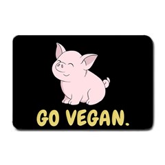 Go Vegan - Cute Pig Small Doormat  by Valentinaart