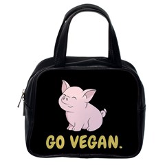 Go Vegan - Cute Pig Classic Handbags (one Side) by Valentinaart