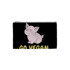 Go Vegan - Cute Pig Cosmetic Bag (small)  by Valentinaart