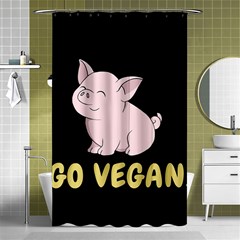 Go Vegan - Cute Pig Shower Curtain 48  X 72  (small)  by Valentinaart