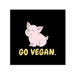 Go Vegan - Cute Pig Small Satin Scarf (Square) Front