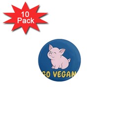 Go Vegan - Cute Pig 1  Mini Magnet (10 Pack)  by Valentinaart