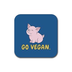 Go Vegan - Cute Pig Rubber Coaster (square)  by Valentinaart