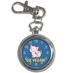 Go Vegan - Cute Pig Key Chain Watches by Valentinaart