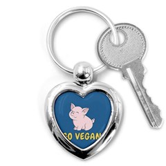 Go Vegan - Cute Pig Key Chains (heart)  by Valentinaart