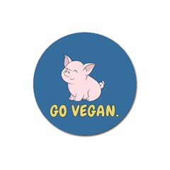 Go Vegan - Cute Pig Magnet 3  (round)