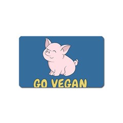 Go Vegan - Cute Pig Magnet (name Card) by Valentinaart