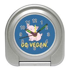 Go Vegan - Cute Pig Travel Alarm Clocks by Valentinaart