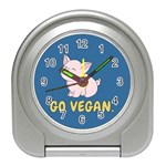 Go Vegan - Cute Pig Travel Alarm Clocks Front