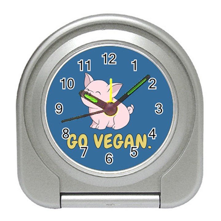 Go Vegan - Cute Pig Travel Alarm Clocks