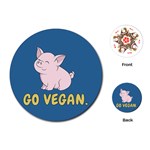 Go Vegan - Cute Pig Playing Cards (Round)  Front