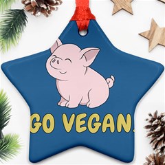 Go Vegan - Cute Pig Star Ornament (two Sides) by Valentinaart