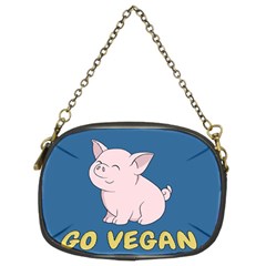 Go Vegan - Cute Pig Chain Purses (two Sides)  by Valentinaart