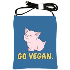 Go Vegan - Cute Pig Shoulder Sling Bags by Valentinaart