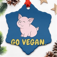 Go Vegan - Cute Pig Snowflake Ornament (two Sides) by Valentinaart