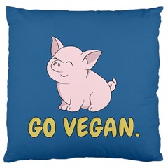 Go Vegan - Cute Pig Large Cushion Case (two Sides) by Valentinaart