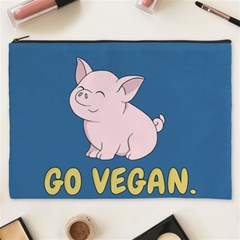 Go Vegan - Cute Pig Cosmetic Bag (xxxl)  by Valentinaart