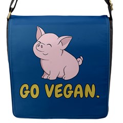 Go Vegan - Cute Pig Flap Messenger Bag (s) by Valentinaart