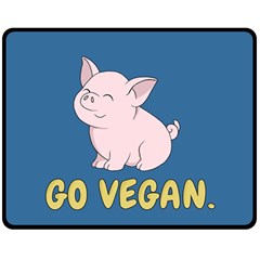 Go Vegan - Cute Pig Double Sided Fleece Blanket (medium)  by Valentinaart