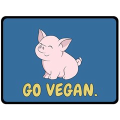 Go Vegan - Cute Pig Double Sided Fleece Blanket (large)  by Valentinaart