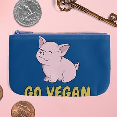 Go Vegan - Cute Pig Large Coin Purse by Valentinaart