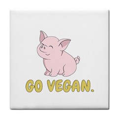 Go Vegan - Cute Pig Tile Coasters by Valentinaart