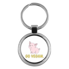 Go Vegan - Cute Pig Key Chains (round)  by Valentinaart