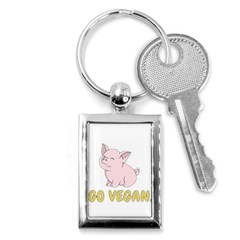 Go Vegan - Cute Pig Key Chains (rectangle)  by Valentinaart