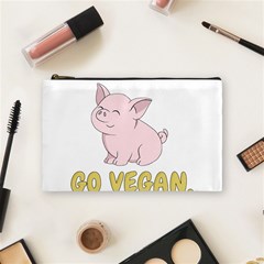 Go Vegan - Cute Pig Cosmetic Bag (medium)  by Valentinaart