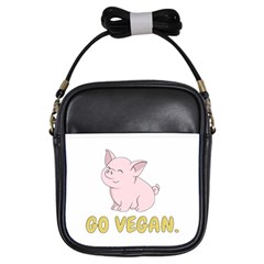 Go Vegan - Cute Pig Girls Sling Bags by Valentinaart