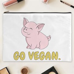 Go Vegan - Cute Pig Cosmetic Bag (xxxl)  by Valentinaart